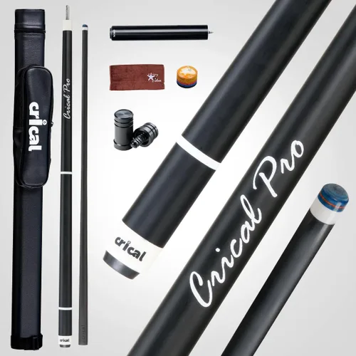 Miniatura 26 de CRICAL Palo de taco de billar de fibra de carbono de 58 pulgadas, palos profesionales de baja desviación para piscina con junta de 3/8 x 8 pines