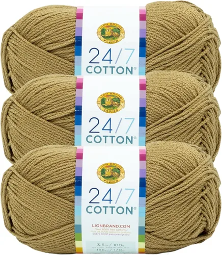 Miniatura 130 de Lion Brand Yarn, Hilo ligero mercerizado de algodón 24/7 para tejer, ganchillo y manualidades, Almirante, 1 paquete, 185 yardas de fibra natural