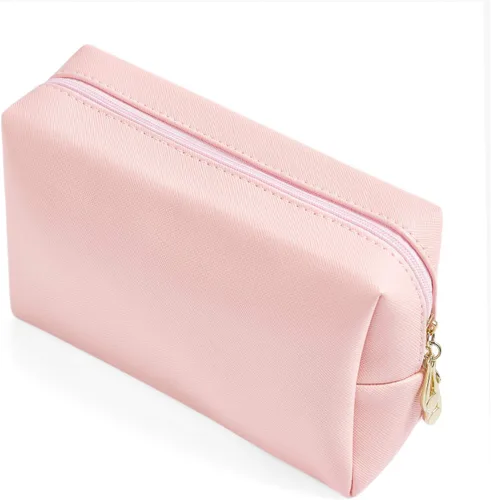 Miniatura 8 de Bolsa de cosméticos de piel sintética para mujer, bolsa de maquillaje minimalista para uso diario, bolsa de almacenamiento portátil, pequeña bolsa