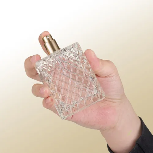Miniatura 3 de Botella de perfume recargable de vidrio grueso de alta calidad de 3.4 fl oz (3.4 oz) con pulverizador dorado, incluye embudo, gotero de 0.1 fl oz