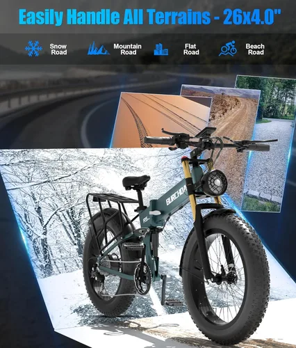 Miniatura 6 de 2026 AWD Electric Bike for Adults Dual Motor 5000W/3000W/1500W Peak 40MPH/30MPH Fast Ebike, Up to 65 /90 /160 Miles Long Range, 26" Full Suspension