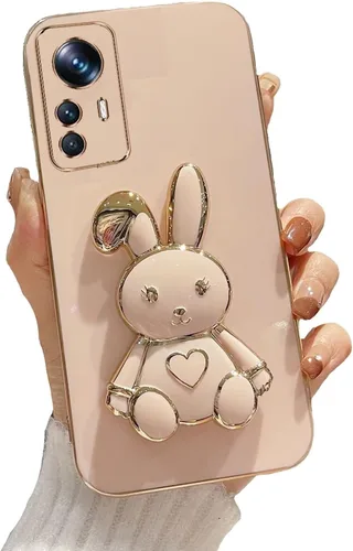 Miniatura 21 de Estuche con soporte de conejo de corazón para Xiaomi Redmi Note 10S, galvanizado suave TPU protector delgado a prueba de golpes con lindo conejito