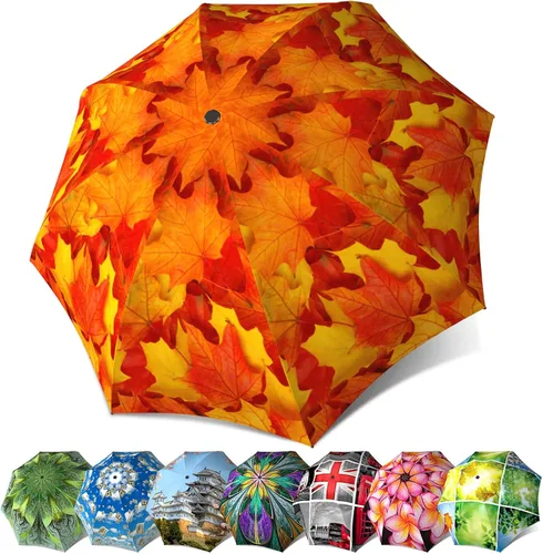 LA BELLA Paraguas Canadian Autumn Designer Unique Travel Art Paraguas en elegante caja de regalo - AutomáticoManualStick, Apertura y cierre