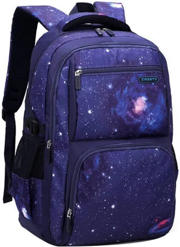 Miniatura 17 de JiaYou Mochila de galaxia con patrón espacial para niños, primaria, junior, escuela secundaria, mochila para computadora portátil, azul azul