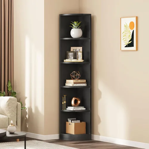 YITAHOME Estantería esquinera de 5 niveles, estantería de esquina de 70.8" de alto moderna de pie libre, estante de esquina de 5 niveles para