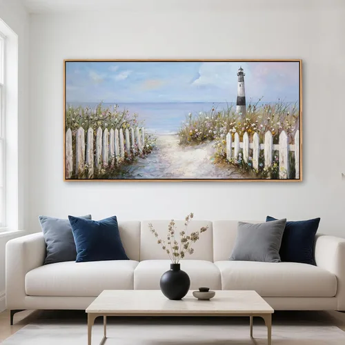 Miniatura 10 de HGUAOA Coastal Wall Art - Large Landscape Wall Pictures for Living Room, Bedroom Pictures, Ocean Beach Artwork, Blue Above Bed Decor, Coastal