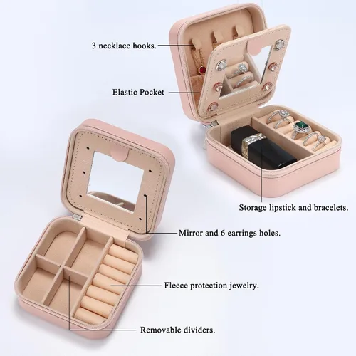 Miniatura 3 de Parima Joyero Joyero Organizador de joyas de viaje, pequeño regalo de cumpleaños personalizado con inicial para mamá, amigas, mujeres, damas