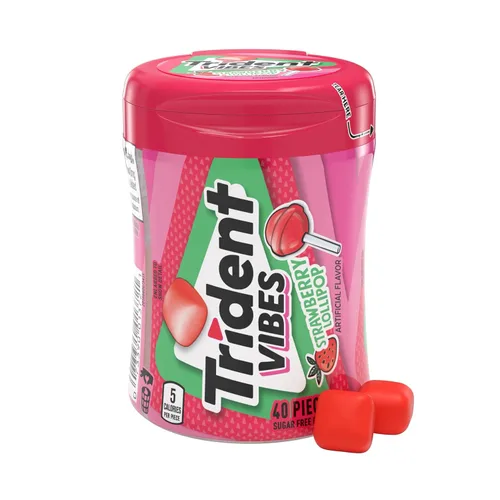 Miniatura 30 de Trident Vibes SOUR PATCH KIDS - Goma de mascar sin azúcar de frambuesa azul, 4 botellas de 40 piezas (160 piezas en total)