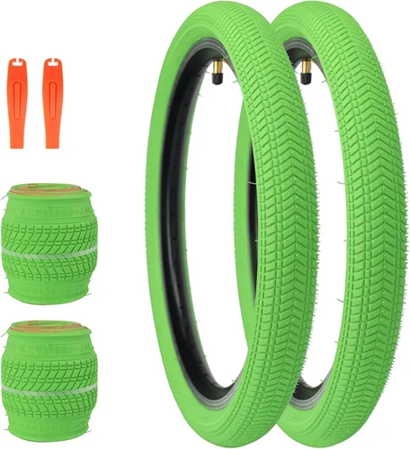 Miniatura 23 de Neumático de bicicleta de 14, 16, 20, 24, 26 x 2.125, paquete de 2 neumáticos de bicicleta para niños, neumáticos de repuesto plegables para la Rojo