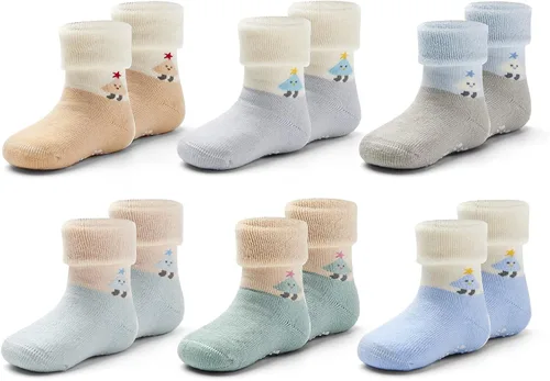 Miniatura 13 de Calcetines cálidos de invierno para bebés y niños, calcetines antideslizantes con agarres para bebés y niñas, calcetines de Navidad de felpa