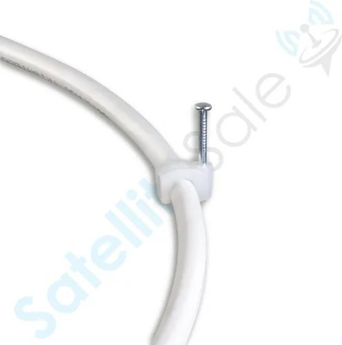 Miniatura 3 de SatelliteSale Clips redondos blancos de un solo clavo para Ethernet Coaxial Teléfono Cable TV Cable Gestión de Cable 100