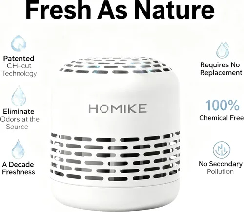 Miniatura 3 de HOMIKE Desodorizador para refrigerador, eliminador de olores, dura hasta 10 años para automóvil, armario, armario de zapatos, refrigerador y Blanco