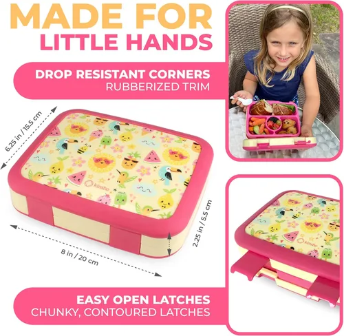 Miniatura 3 de Lonchera Bento con bolsa aislada, juego de botella de agua para niños pequeños, 5 secciones de porciones, bandeja extraíble sin BPA, almuerzos