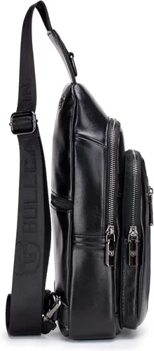 Miniatura 3 de Hebetag Mochila cruzada de cuero para hombres y mujeres, mochila de hombro para el pecho, multiusos, casual, Negro -, Viajar