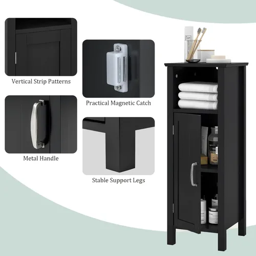 Miniatura 7 de COSTWAY Bathroom Storage Cabinet, Freestanding Narrow Storage Organizer with Open Shelf & Adjustable Shelf, Small Slim Floor Cabinet for Bathroom