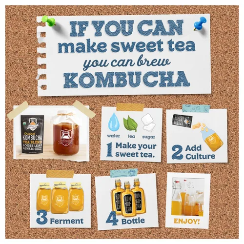 Miniatura 9 de Fermentaholics Kombucha SCOBY ORGÁNICO con doce onzas de té de iniciación – Cultivo de inicio en vivo – hace un lote de un galón – 1.5 tazas de té