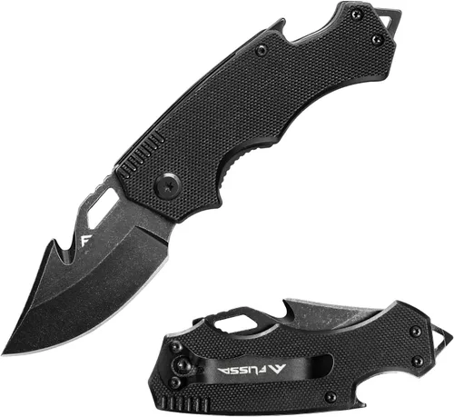 FLISSA Mini cuchillo de bolsillo plegable, hoja de punto de caída de acero inoxidable de 2.5 pulgadas, cuchillos de bolsillo EDC para hombres con