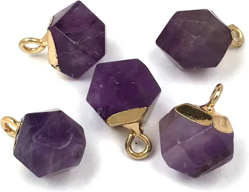 Miniatura 3 de QSLLER 10 dijes de ágata de piedra natural, colgantes de cuarzo de ágata facetada, dijes para bricolaje para hacer collares o joyas
