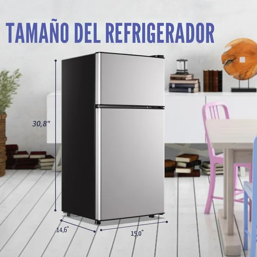 Miniatura 5 de DEMULLER - Refrigerador pequeño de 2.4 pies cúbicos con congelador, refrigerador para dormitorio con estantes de plástico removibles, ideal