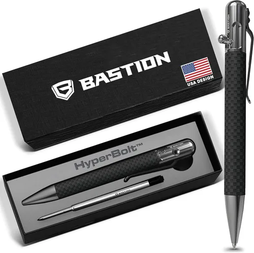 Miniatura 11 de BASTION Bolt Action Pen - Bolígrafo HyperBolt EDC de aluminio negro, bolígrafo de escritura de metal premium, tinta suave, bolígrafo de bolsillo