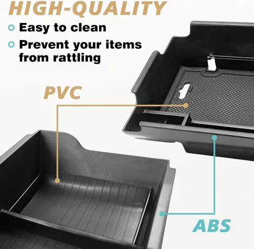 Miniatura 2 de BestEvMod para Ioniq6 Caja de almacenamiento para reposabrazos y bandeja organizadora de consola central inferior 2PCS con ribete de goma negro