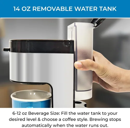 Miniatura 8 de Koolatron Kenmore - Cafetera de una sola porción y taza de viaje de acero inoxidable, compatible con cápsulas/pods y café molido, compatible con K