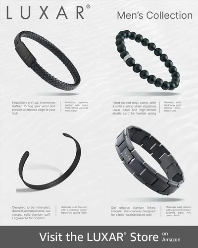 Miniatura 7 de LUXAR - Pulseras de cuentas de ónix negro para hombre Piedra negra mate de 8 mm Joyería minimalista y de diseño para hombres