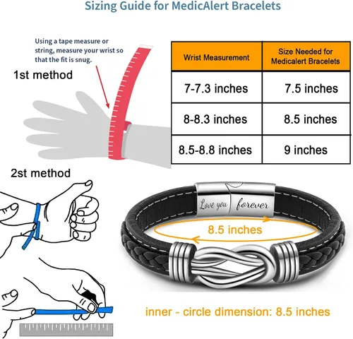 Miniatura 6 de Pulsera de nudo de hombre para regalo, cuero trenzado color marrón, del infinito, de acero inoxidable, con la frase Love You Forever, para hijos