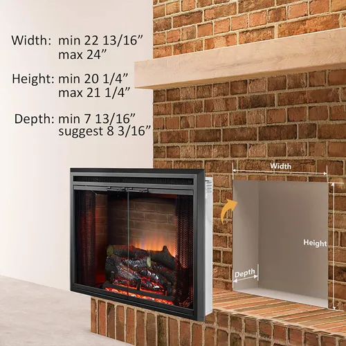 Miniatura 3 de PuraFlame Klaus - Inserto eléctrico para chimenea con sonido de chispas de fuego, puerta de vidrio y pantalla de malla, 750/1500 W, color negro, 22
