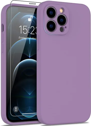 Miniatura 34 de DEENAKIN Funda de silicona compatible con iPhone 12 con protector de pantalla, mejora la protección de la cámara, funda protectora suave y flexible