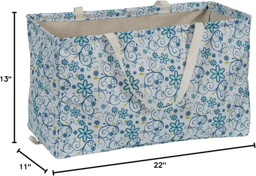 Miniatura 11 de Household Essentials Bolso de lona Krush con estampado floral blanco y azul, bolsa multiusos para todos los propósitos Floral azul