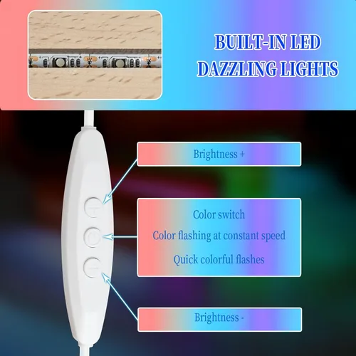 Miniatura 3 de EATAKWARD 4 piezas de pedestal de exhibición de luz rectangular de madera de 5.9", base de exhibición LED de madera con luces coloridas atenuables