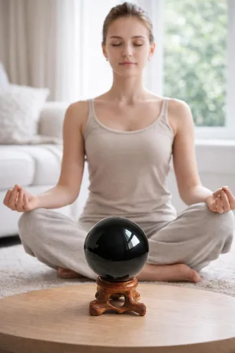 Miniatura 5 de Bola de cristal de obsidiana negra de 1.6 pulgadas para espejo mágico, Fengshui, meditación, curación, adivinación, decoración del hogar, magia negra