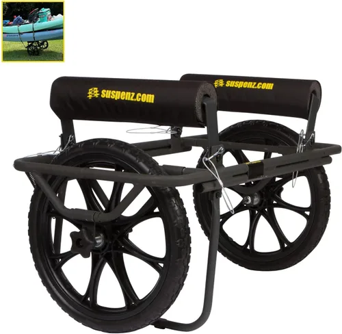 Suspenz Carro de transporte de canoa para kayak, carrito de transporte todoterreno con ruedas sin aire y soporte no planas, capacidad de carga de