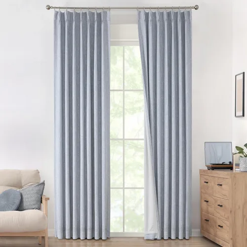 Miniatura 38 de Vision Home Cortinas marrones con pliegues pinzados de bloqueo total, cortinas de ventana de lino mezclado para oscurecimiento de la habitación, 95