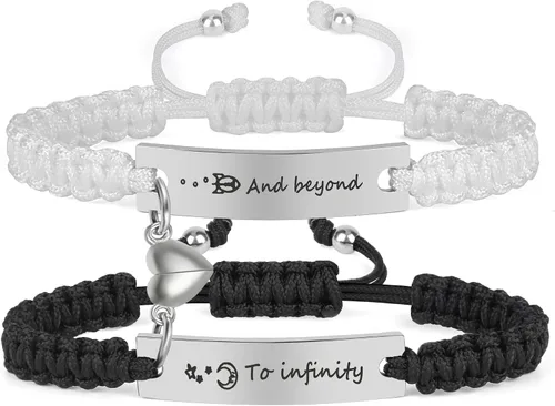 Miniatura 11 de Pulseras de pareja a juego para novio y novia, pulsera de amistad y relación para mejores amigos, pulseras ajustables de estiramiento de joyería