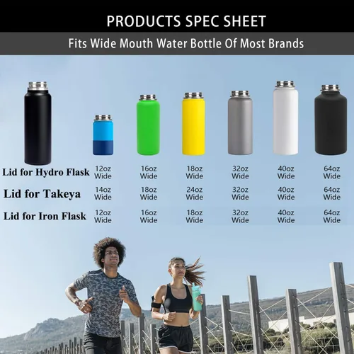 Miniatura 7 de Hydro Flask - Tapa de popote compatible con botellas de agua de boca ancha de 12, 32, 40, 64 onzas, diseño de cubierta antipolvo Negro/ lila