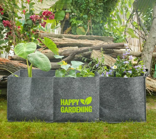 Miniatura 6 de Bolsas de cultivo de tela, paquete de 2 camas de jardín elevadas con asa para jardinería de hierbas vegetales, macetas de tela para interiores