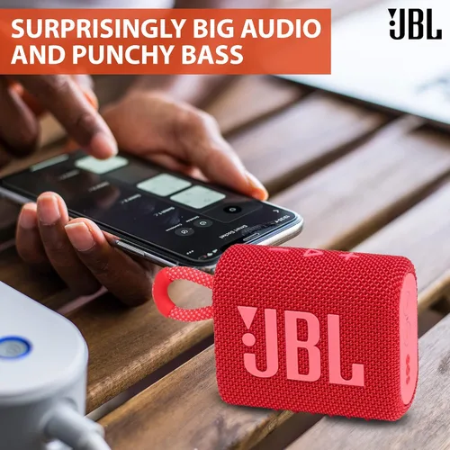 Miniatura 6 de Bocina JBL Go 3 portátil Bluetooth inalámbrica, batería incorporada impermeable IP67 y a prueba de polvo - Squad - La solución integral de tela