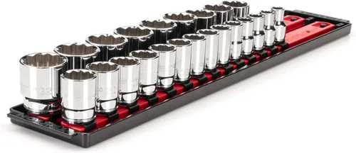Miniatura 23 de TEKTON SHD92121 - Juego de llaves de vaso de 12 puntos con rieles y bandeja, 23 piezas (0.394-1.260 in)