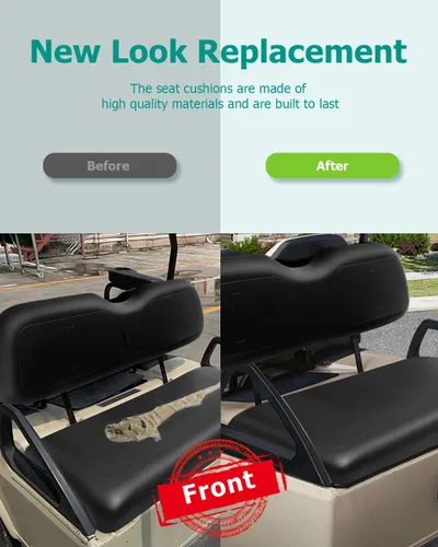 Miniatura 4 de Cojines de repuesto para asiento de carrito de golf EZGO TXT 1994-2013, juego negro de 2 piezas