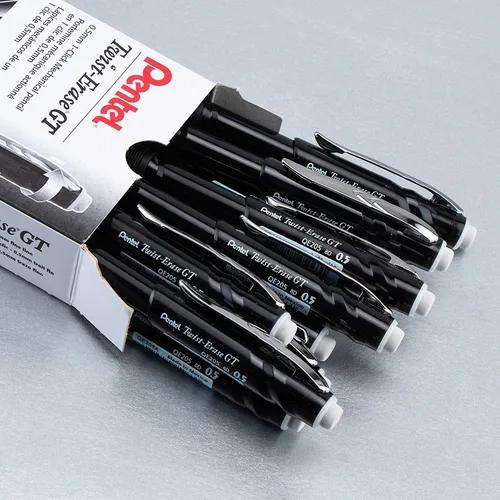 Miniatura 3 de Pentel Twist-Erase GT, 0.020 in, Portaminas Transparente Barril Negro, Caja de 12 (QE205A)