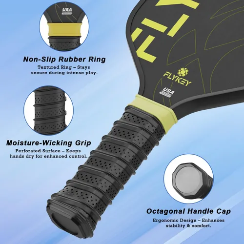 Miniatura 4 de FLYKEY Pickleball Paddles, T700 Carbon Fiber Pickleball Paddle with a 16mm Shark Power Polymer Core, USAPA Approved Pickle Ball Paddle, Strong Spin