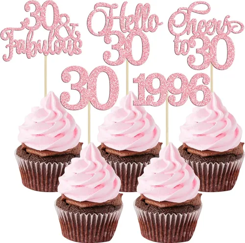 Miniatura 19 de Gyufise Paquete de 24 adornos negros para cupcakes de 10.º cumpleaños con purpurina negra 10 Ten Hello 10 Dights dobles desde 2015 para decoraciones