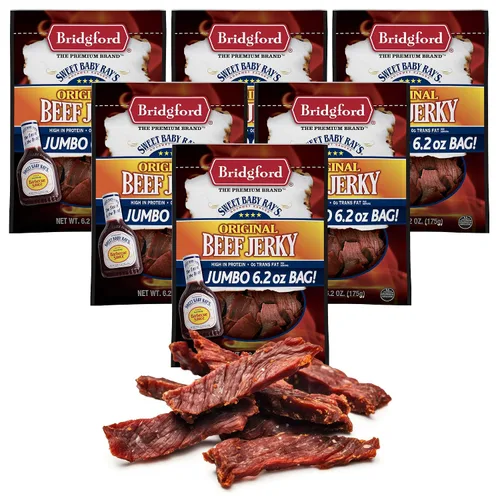 Miniatura 23 de Bridgford Sweet Baby Ray's Beef Jerky Sweet N Spicy - Paquete de 2 unidades de 6.2 onzas, cecina de res picante endulzada con alto contenido