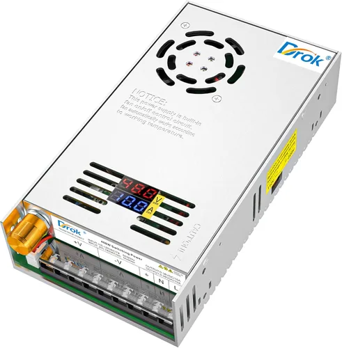 Miniatura 7 de DROK Fuente de alimentación de 12V, CA 110V 220V a CC 0-12V 0-40A 480W Convertidor Buck, adaptador regulado ajustable de voltaje y amperios 5V 9V