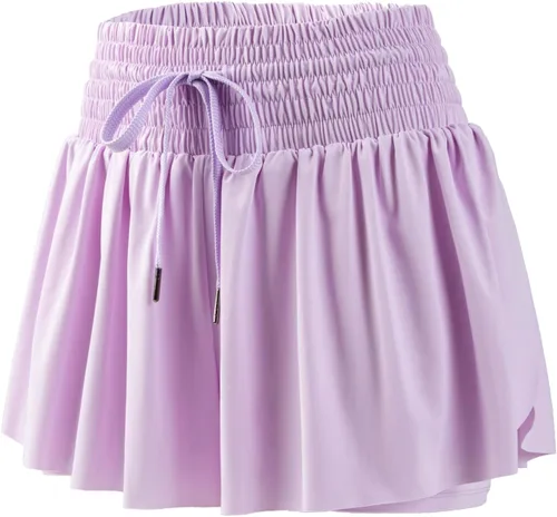 Miniatura 5 de Blaosn Pantalones cortos deportivos fluidos para mujer, entrenamiento, correr, gimnasio, yoga, cintura alta con bolsillos, pantalones cortos