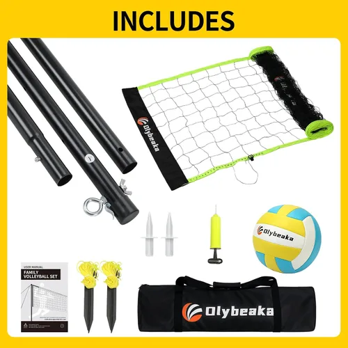 Miniatura 8 de Sistema de red de voleibol portátil de tamaño reglamentario de 32 pies para patio trasero y playa con postes de altura ajustable, voleibol