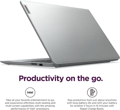 Miniatura 5 de Lenovo IdeaPad 1i - Laptop HD de 15.6 pulgadas (12 GB de RAM, SSD de 512 GB + eMMC de 128 GB, Microsoft Office 365, Intel Celeron N4500)