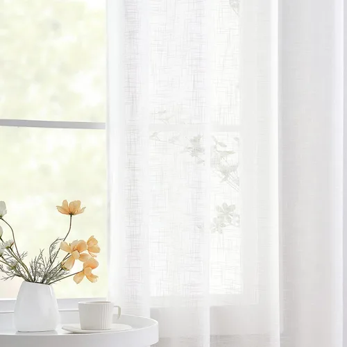 Miniatura 9 de Treatmentex Cortinas de Lino Semi Transparentes Naturales de 84 Pulgadas de Largo, Cortinas de Mezcla Country Falx para Sala de Estar, Casa
